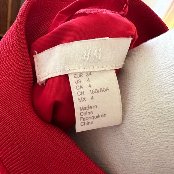 H&M Cherry red Bomber Jacket. Size 4. Perfect condition! Retailed for $59. - Picture 5 of 6